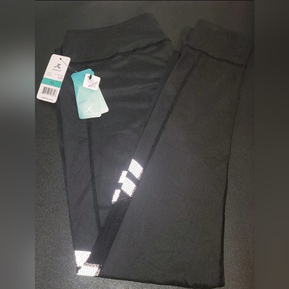 Kapion Black Mesh Yoga Workout Leggings Pants Size XL NWT